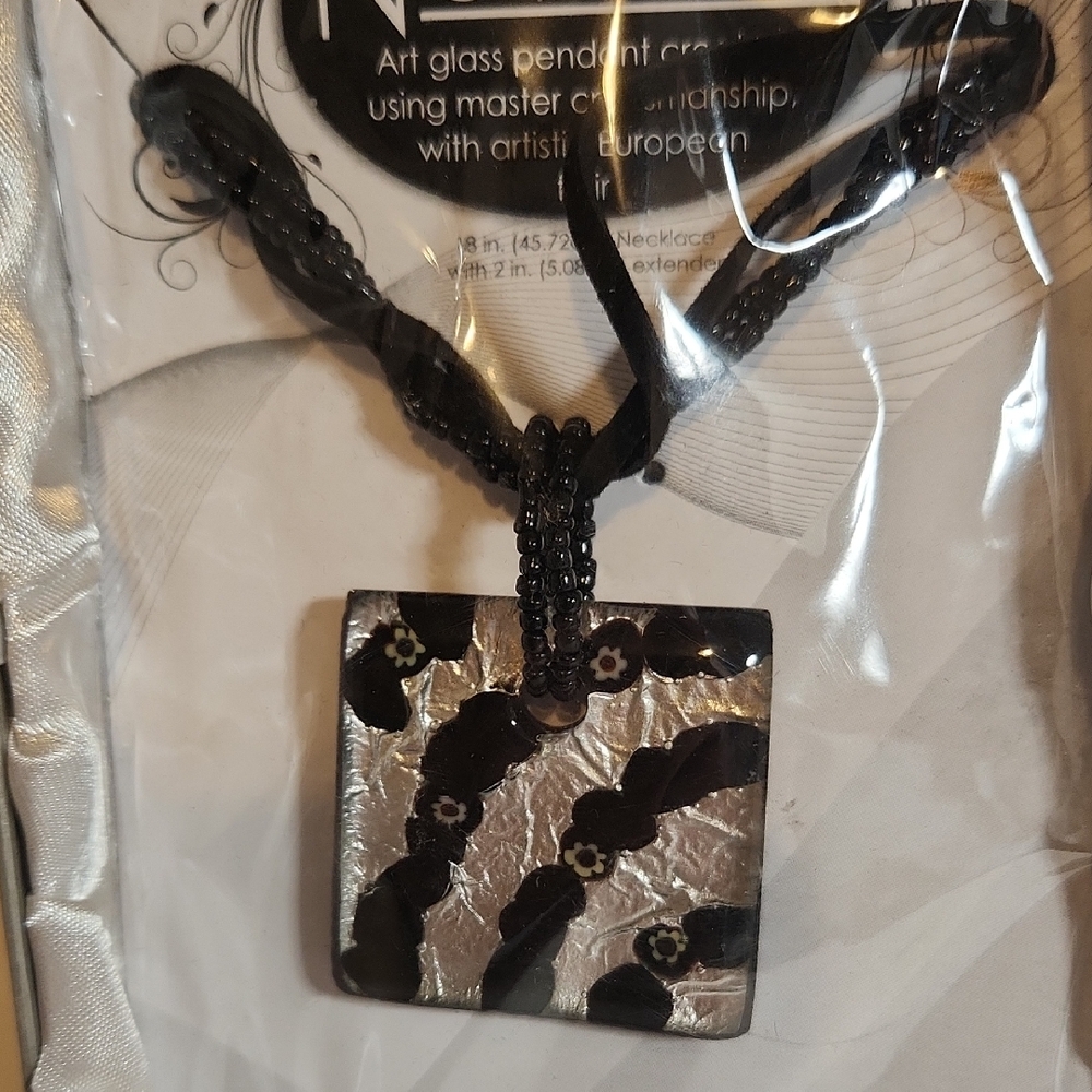 Artesia Nouveau Art Glass Pendant 18"